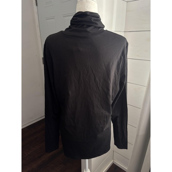 Peruvian Connection Shirt Womens XL Black Turtleneck Pima Cotton Top Minimalist - Picture 3 of 7